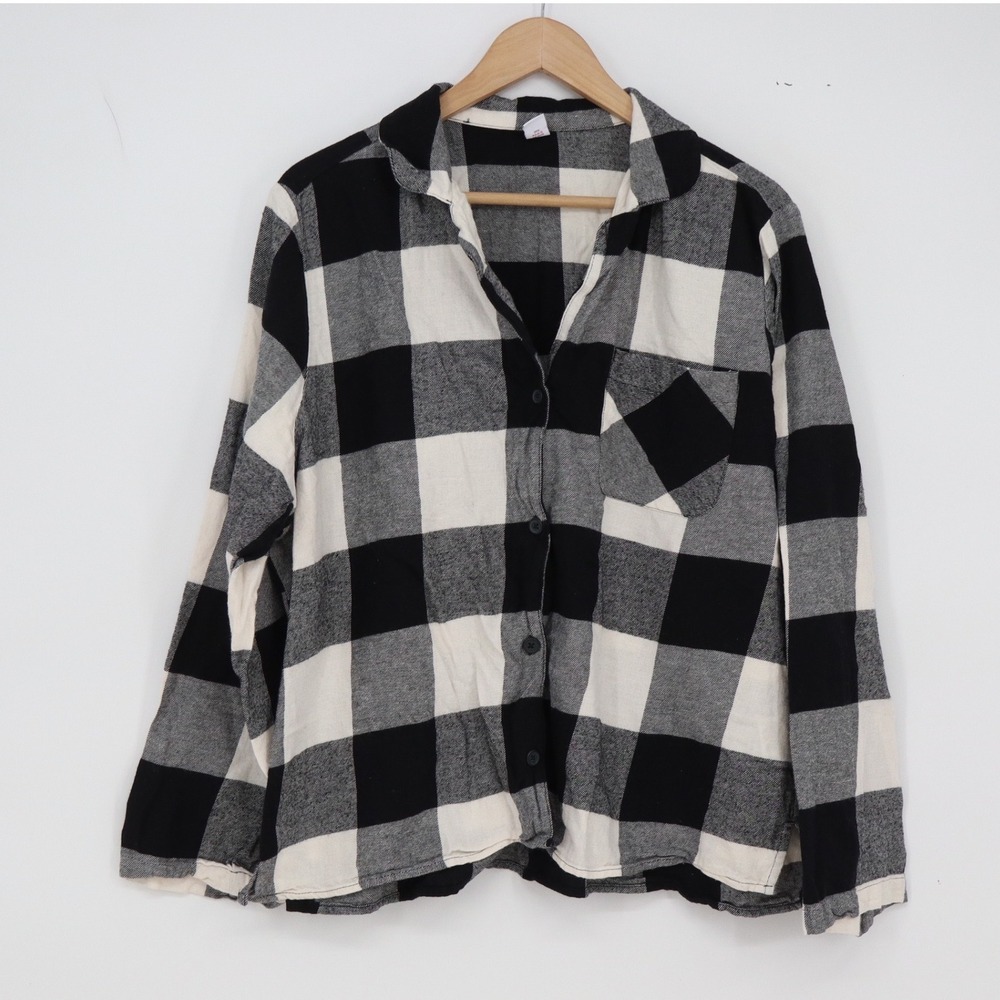 Old Navy Pajama Set Mens XL Match the Fam Black White Buffalo Plaid Excellent